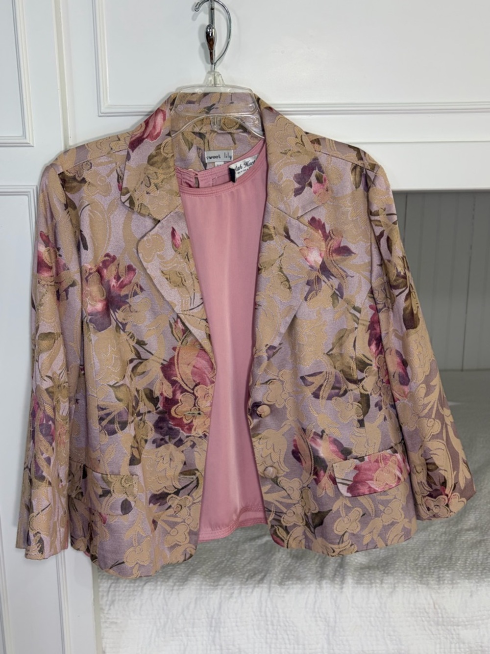 Floral Dusty Rose Jacquard Blazer